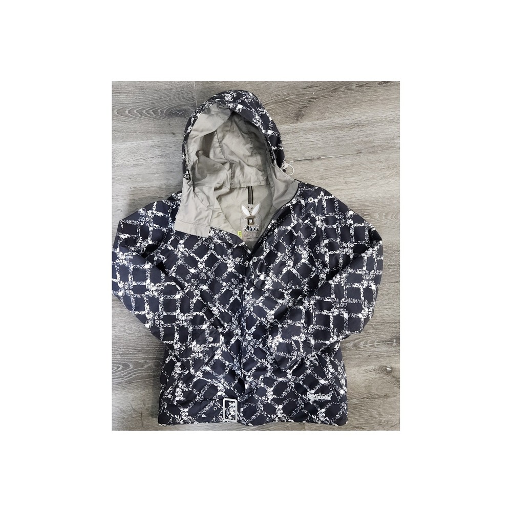 Burton Dryride Snowboard Jacket Womens Small Black White Geometric Hooded Shell